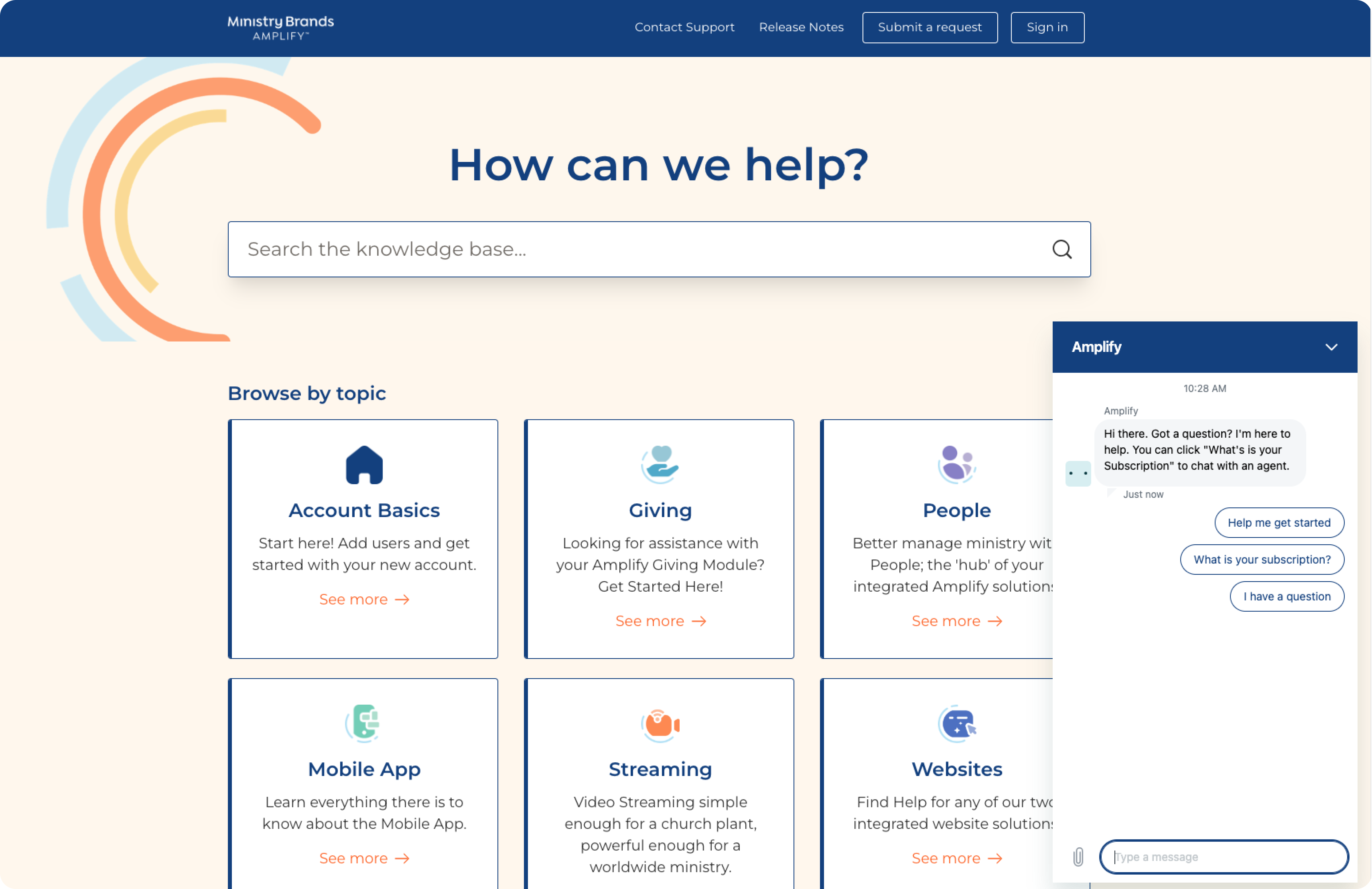 Dashboard showing "How can we help"